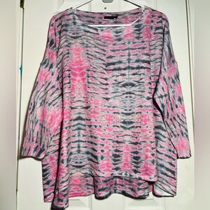 NALLY & MILLIE Women Pink/Gray 3/4 Sleeve Top Tunic OS